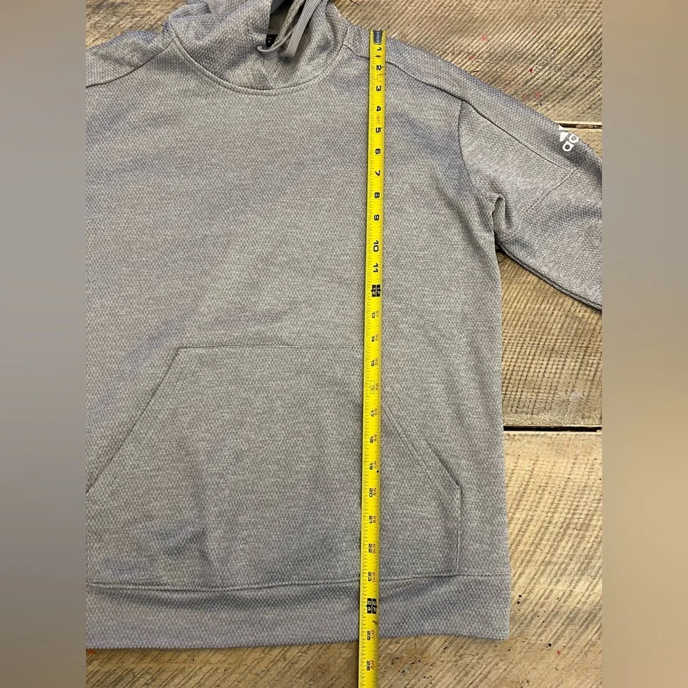 Adidas‎ Hoodie Men Medium Gray Excellent Climalite Honeycomb Textured Pullover